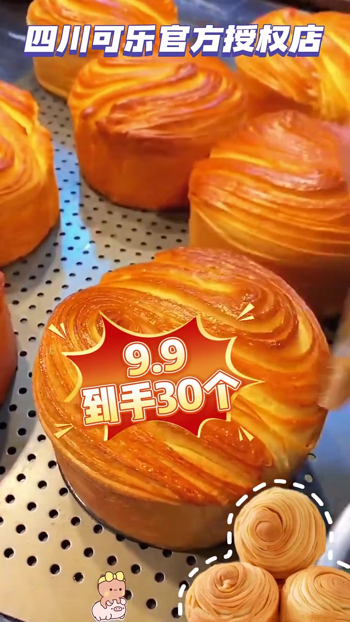 奶香手撕面包,层层酥软,麦香浓郁,9.9到手30个