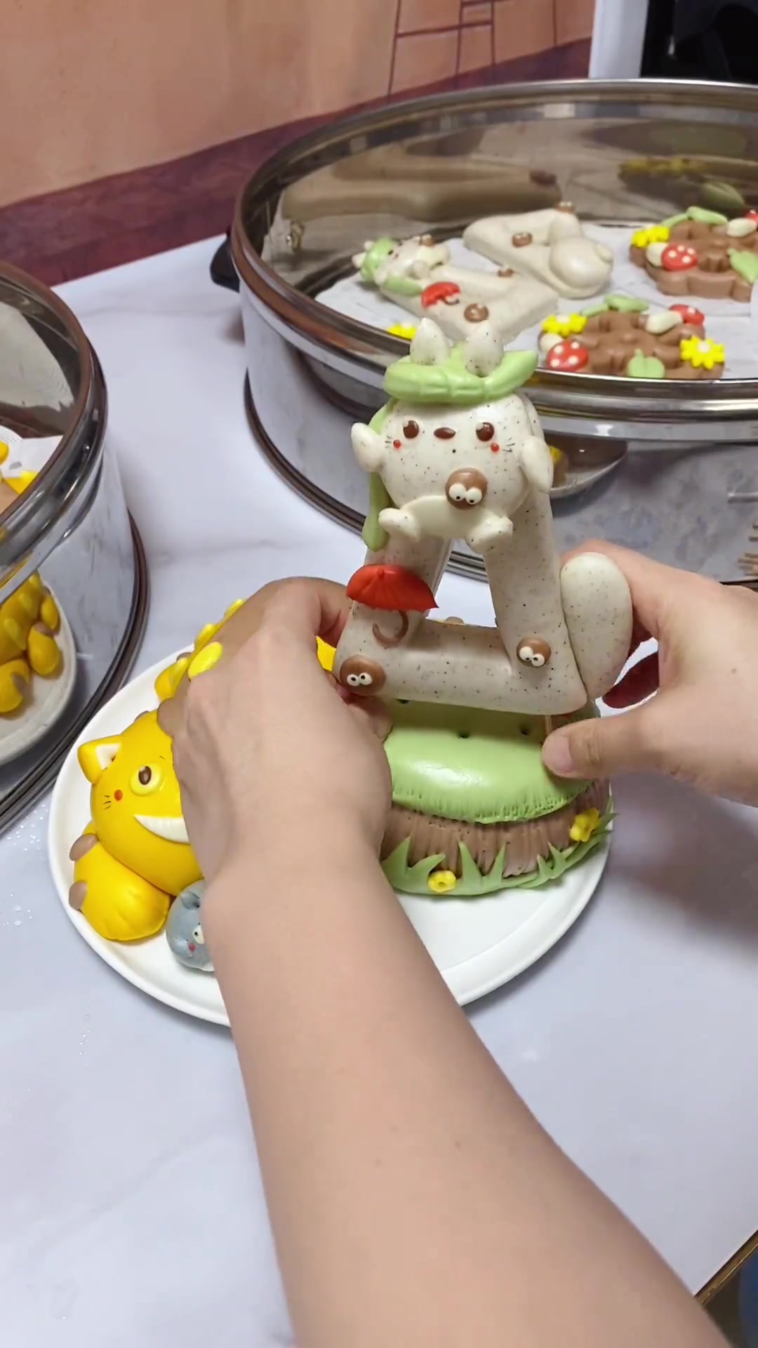 0基础学卡通馒头蛋糕,龙猫主题,龙宝宝周岁馒头蛋糕