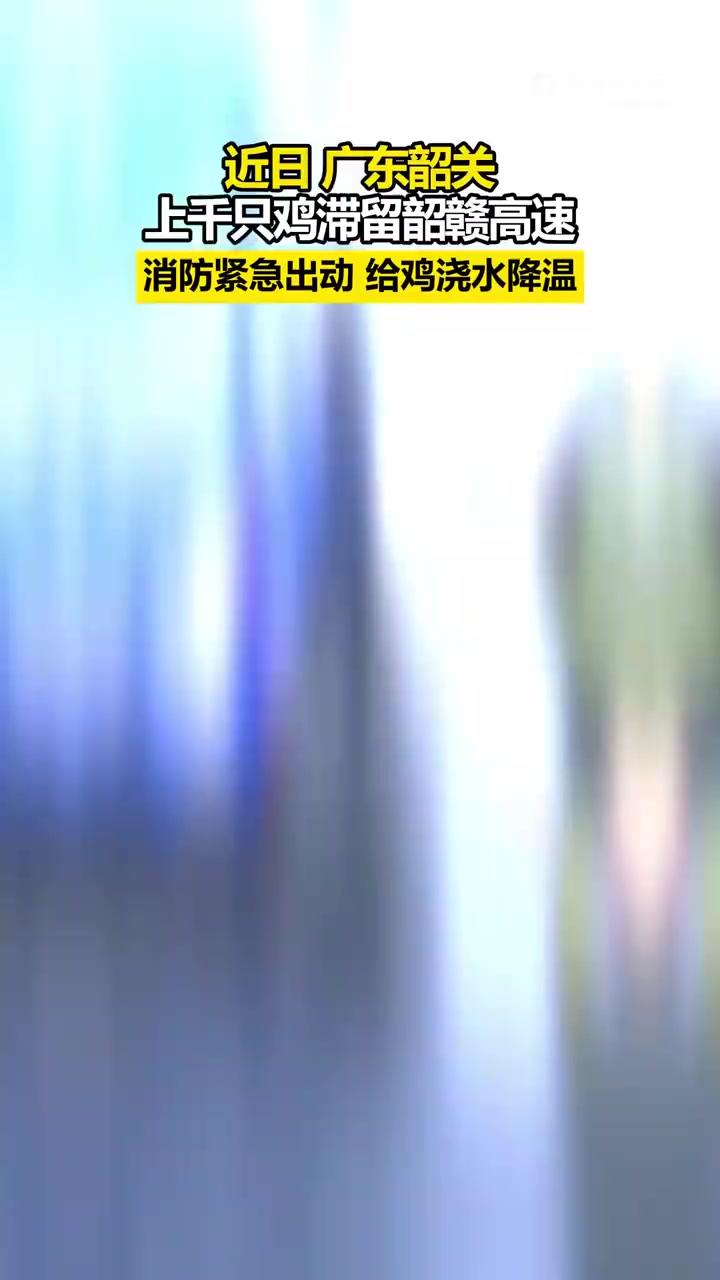 一大货车路过广东韶关时,在高速上抛锚。车厢里的鸡热到集体中暑,奄奄一息。广东消防 紧急出动