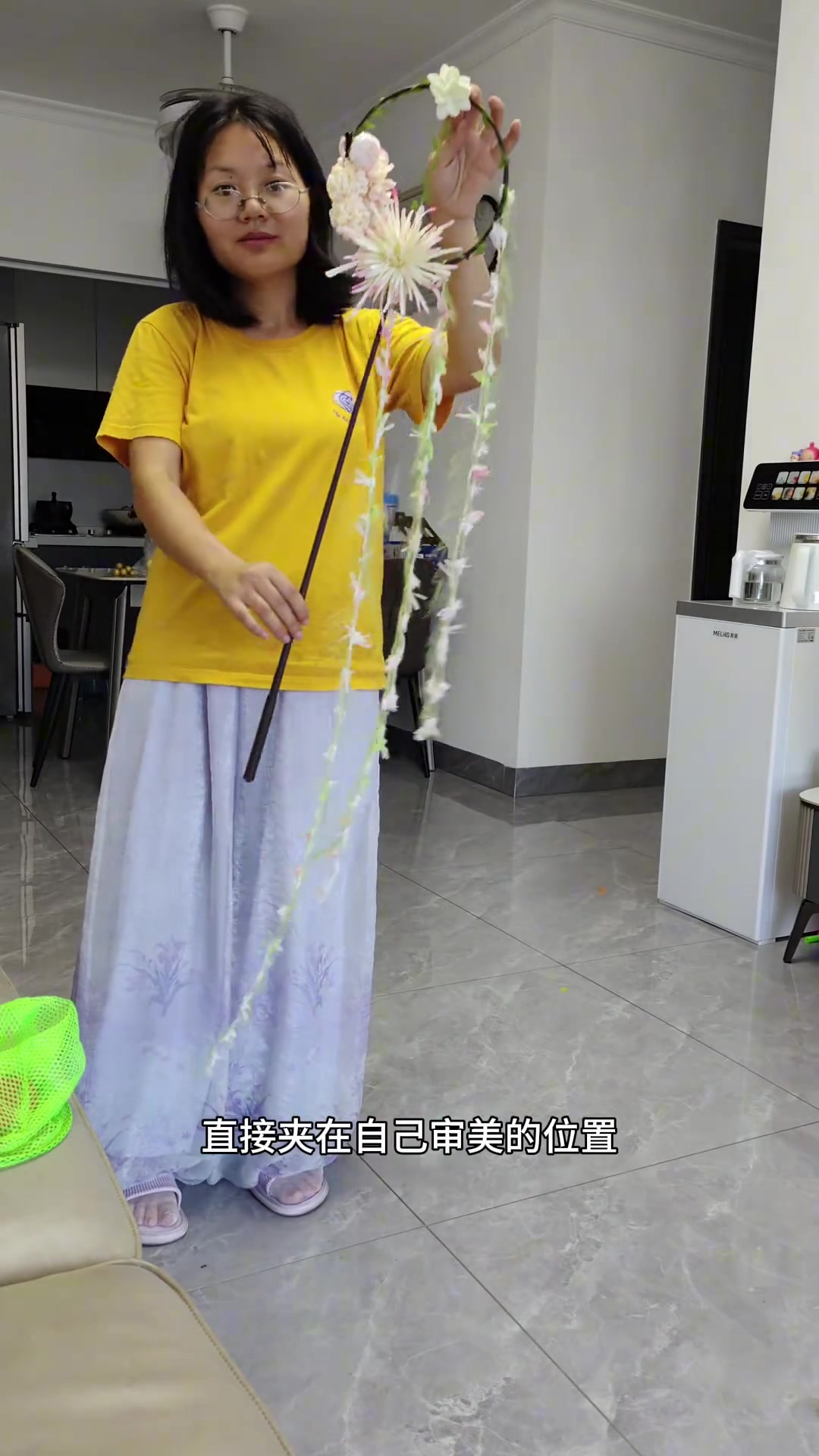 手工制作,汉服配饰DIY,用废旧鱼网改造长柄团扇