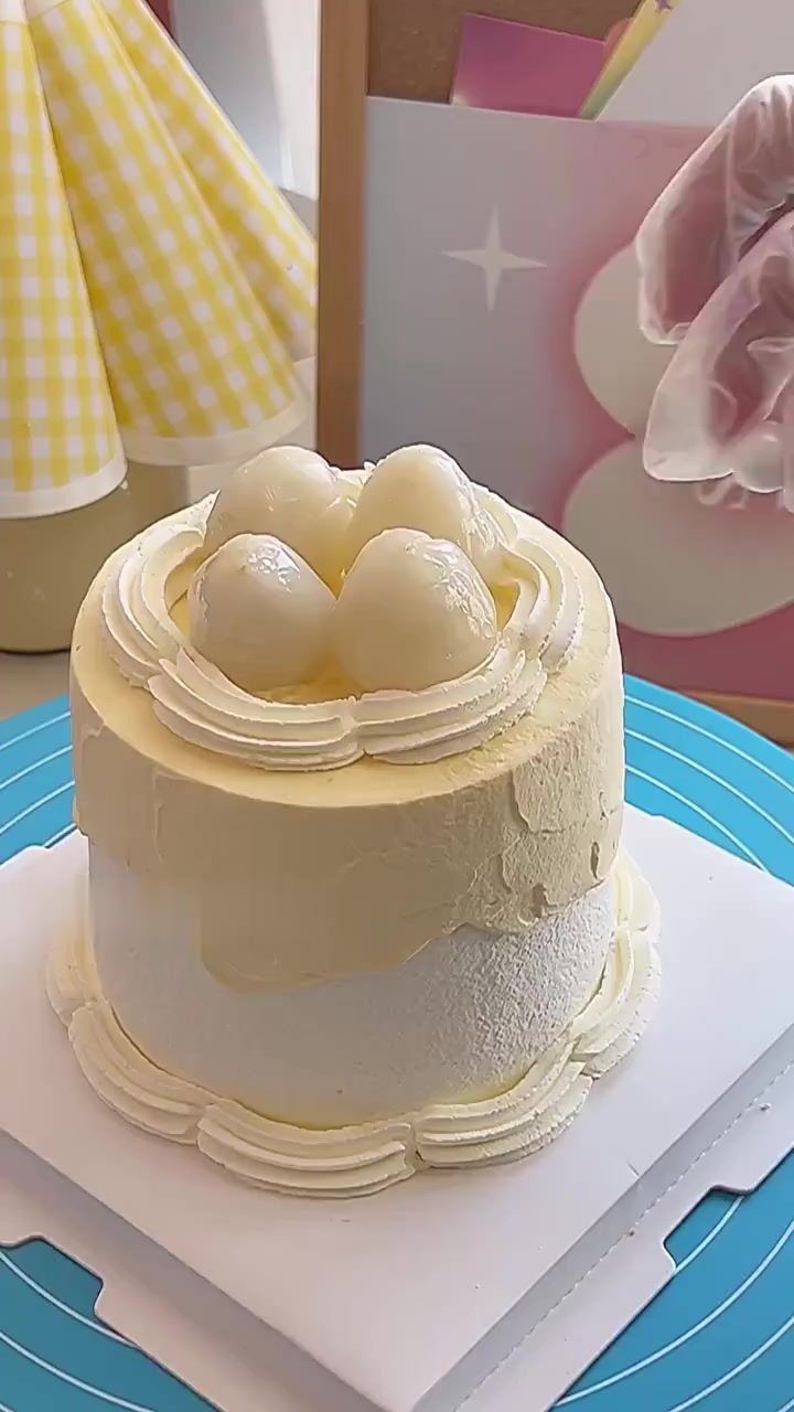 沉浸式做4寸ins简约荔枝小蛋糕，荔枝季超好吃！