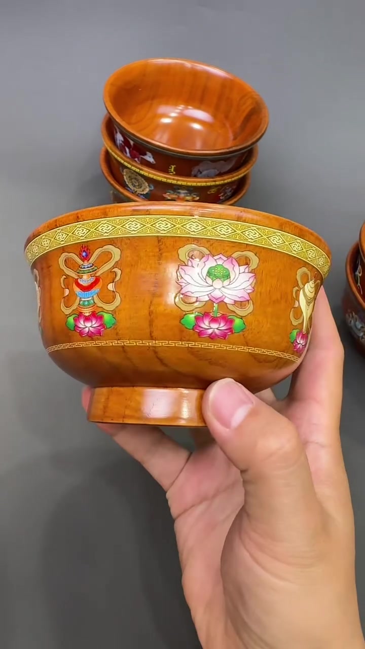 高脚饭边奶茶碗,枣木一体成型,传统酥油茶碗,民族风木碗藏式