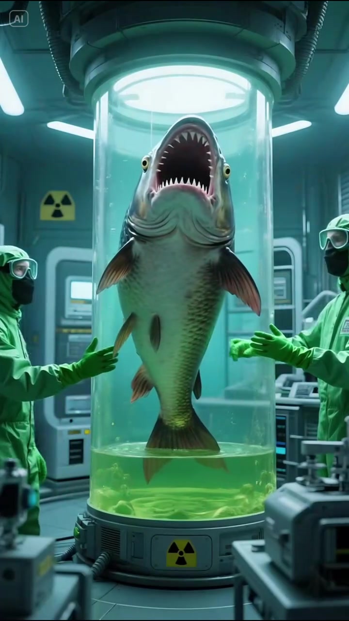 水虎鱼被研究人员抓去,进行药水侵泡实验