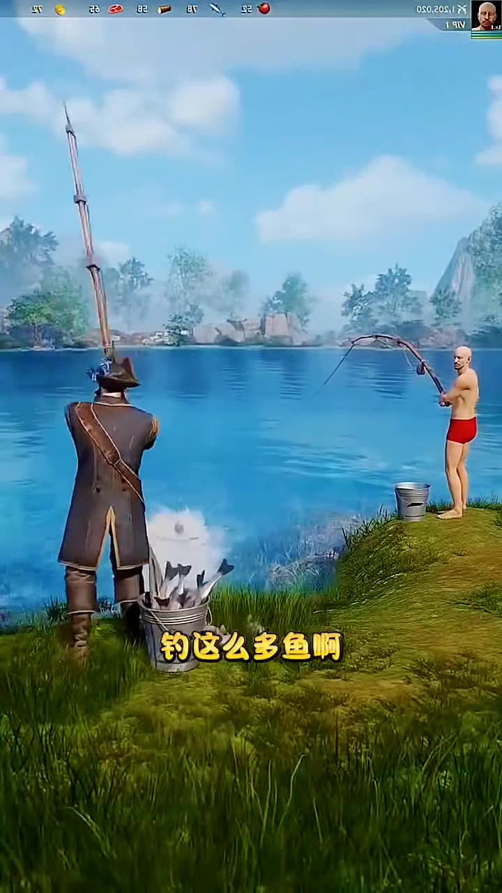 光头强钓鱼的时候,居然把水里的美人鱼钓起来了