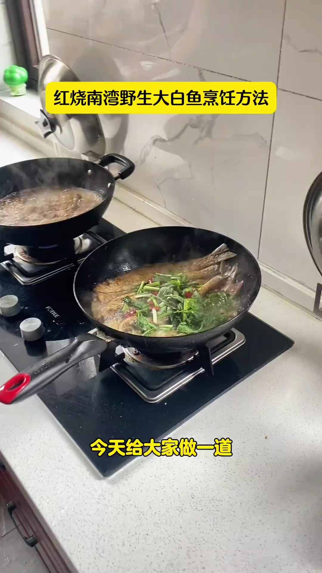 红烧野生白鱼烹饪方法,葱姜蒜爆香,填一瓢水,把鱼放入水里,放点生抽和酱油,不用放盐,小火慢