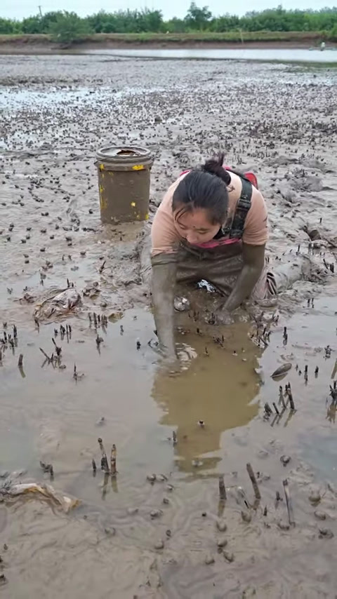 鱼妹花800包下鱼塘抠鳝,抓鱼抓的真过瘾啊。(5)