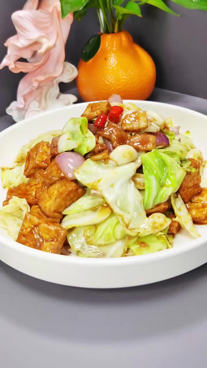 甘蓝烧豆腐教程,好吃的下饭菜做法