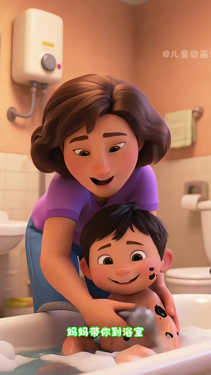 小男孩惹小章鱼生气被喷了一身黑墨汁