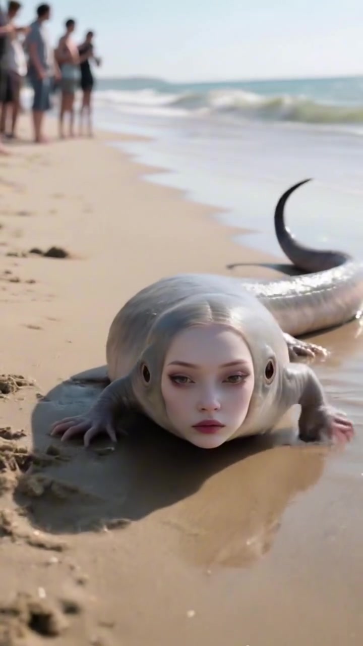 海边出现了三条美人鱼