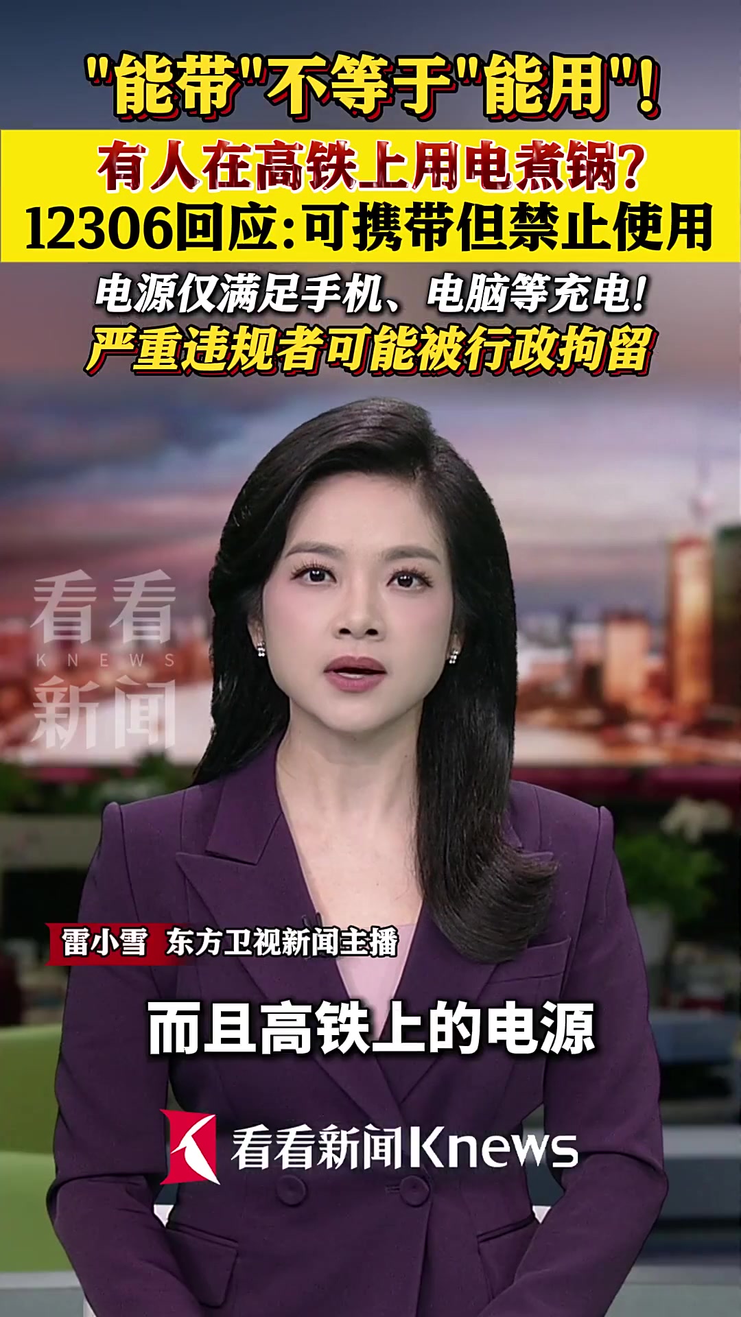 高铁上使用电煮锅?12306回应:可携带但禁止使用