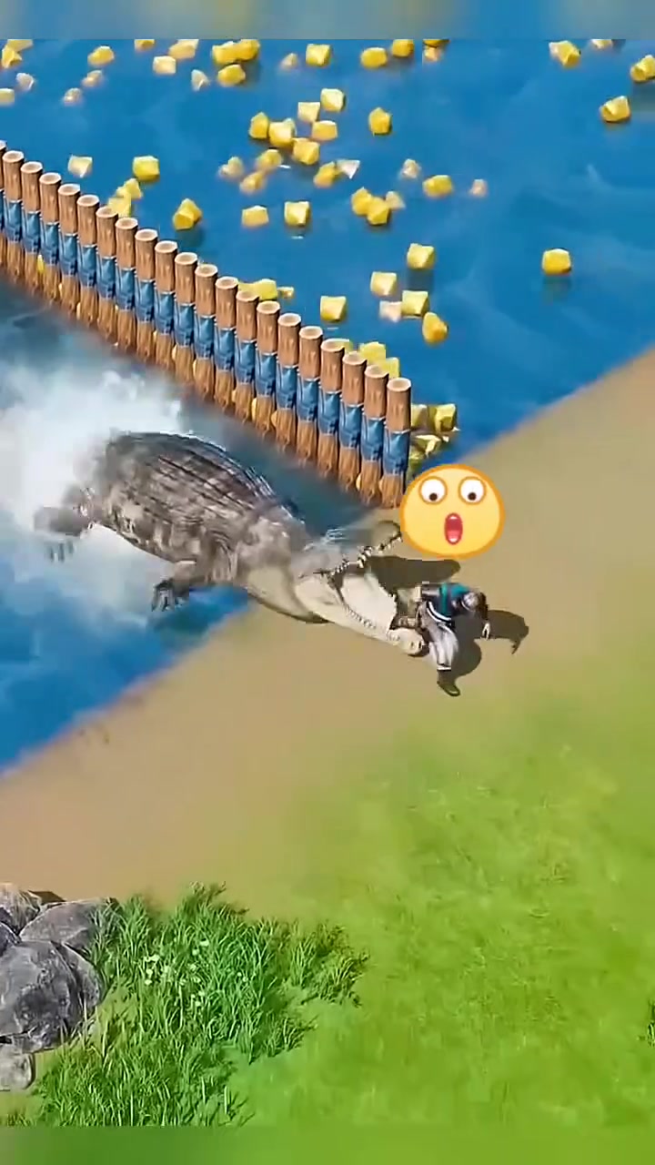 农夫在水里干农活,被一条食人鳄鱼吃了