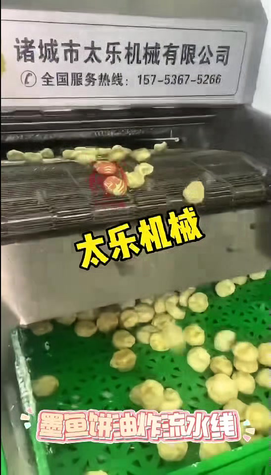 墨鱼饼油炸流水线