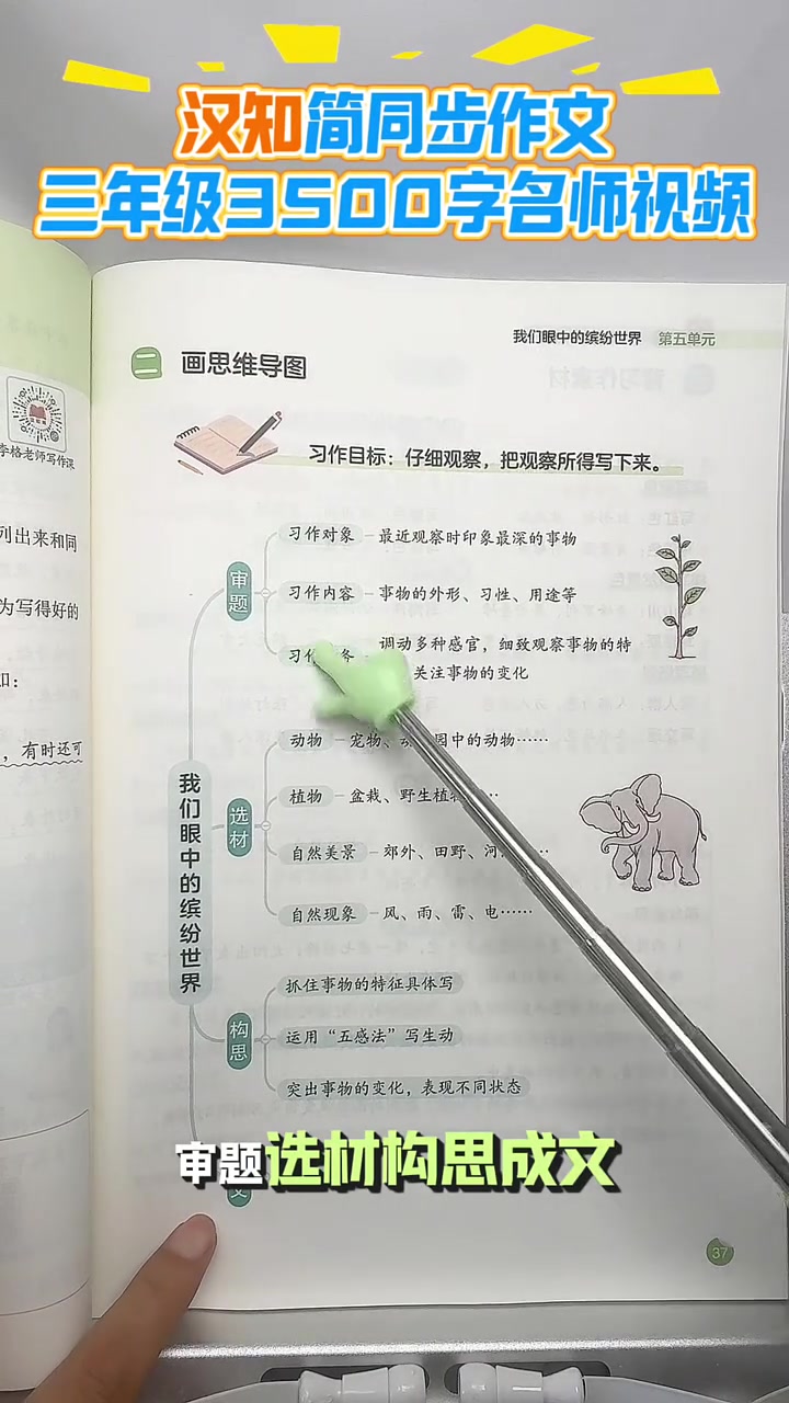汉知简三年级上册同步作文人教版小学生语文三年级同步作文书大全优秀作文满分范文写作素材优美句