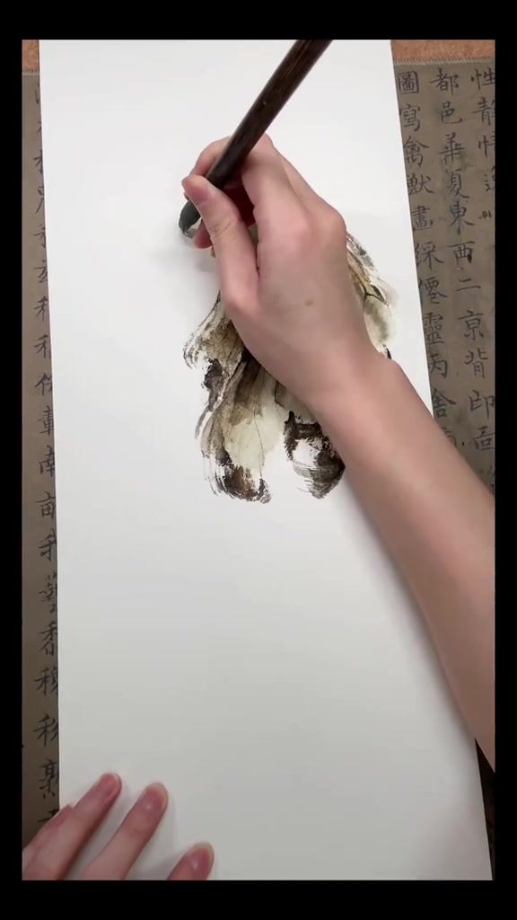 手绘国画枯萎的荷花