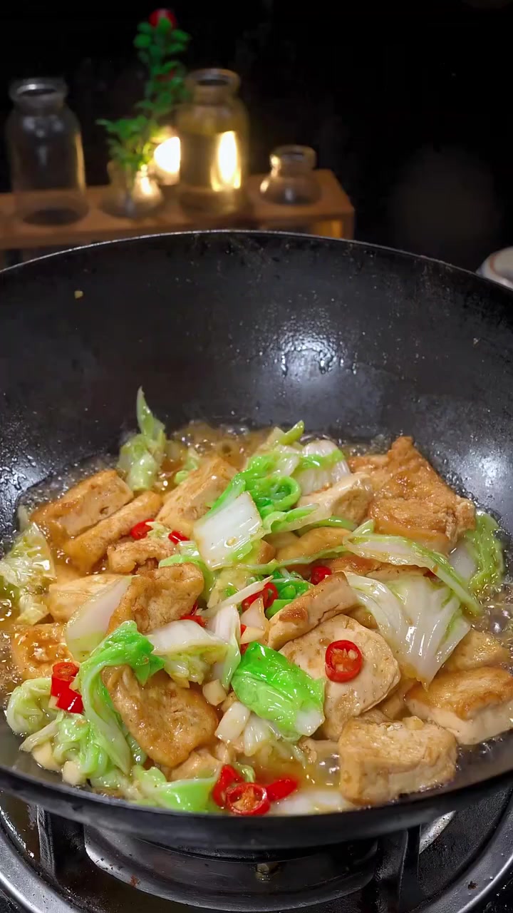 这样做的白菜煎豆腐,好吃又下饭!