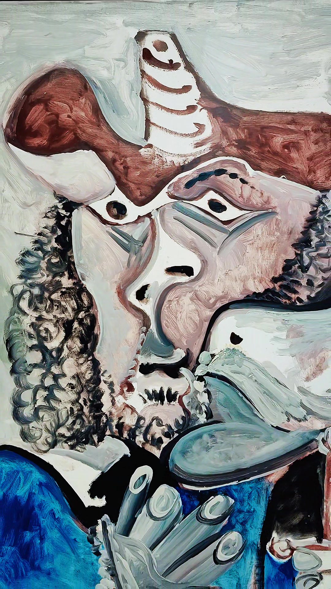 毕加索 原作《带鸟的步兵》中国美术馆展览。西班牙画家、雕塑家