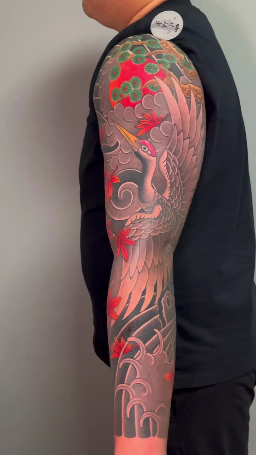 #仙鹤花臂纹身#原创视频#老传统纹身##花臂#吴江酷客纹身