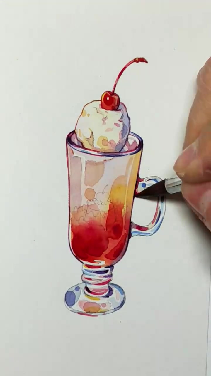 手绘水彩喫,茶甜品