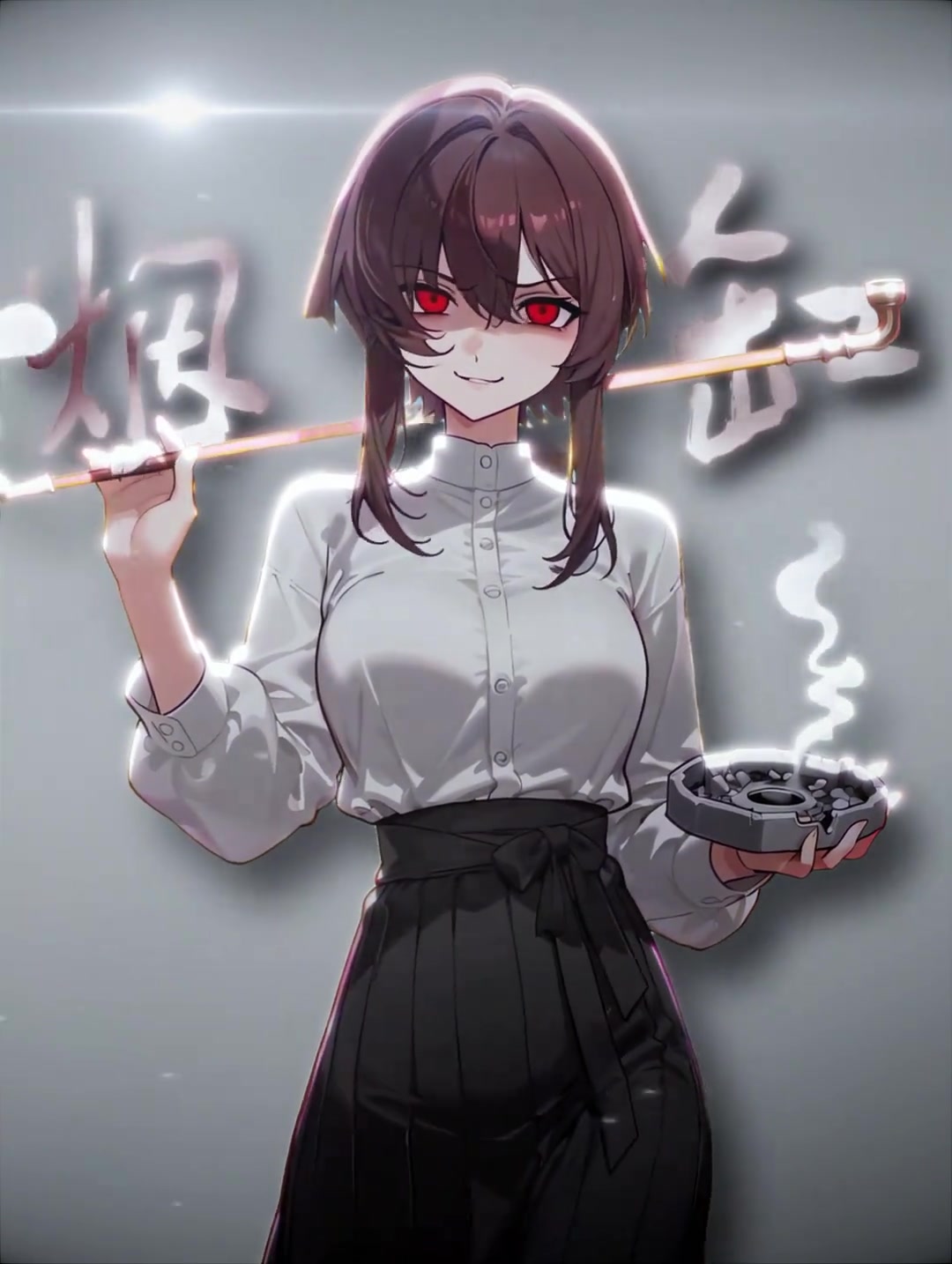 烟灰缸拟人化形象,弹脸疼痛的趣味设定,二次元风格创作