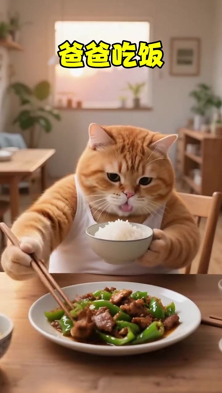 爸爸妈妈切菜吃饭速度大不同