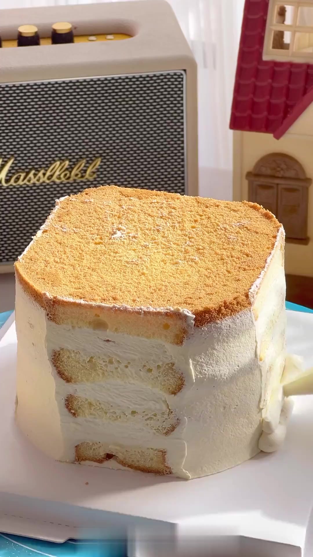 沉浸式做方形绿色系复古情侣小蛋糕