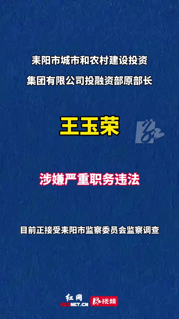 耒阳市城市和农村建设投资集团有限公司投融资部原部长王玉荣接受监察调查