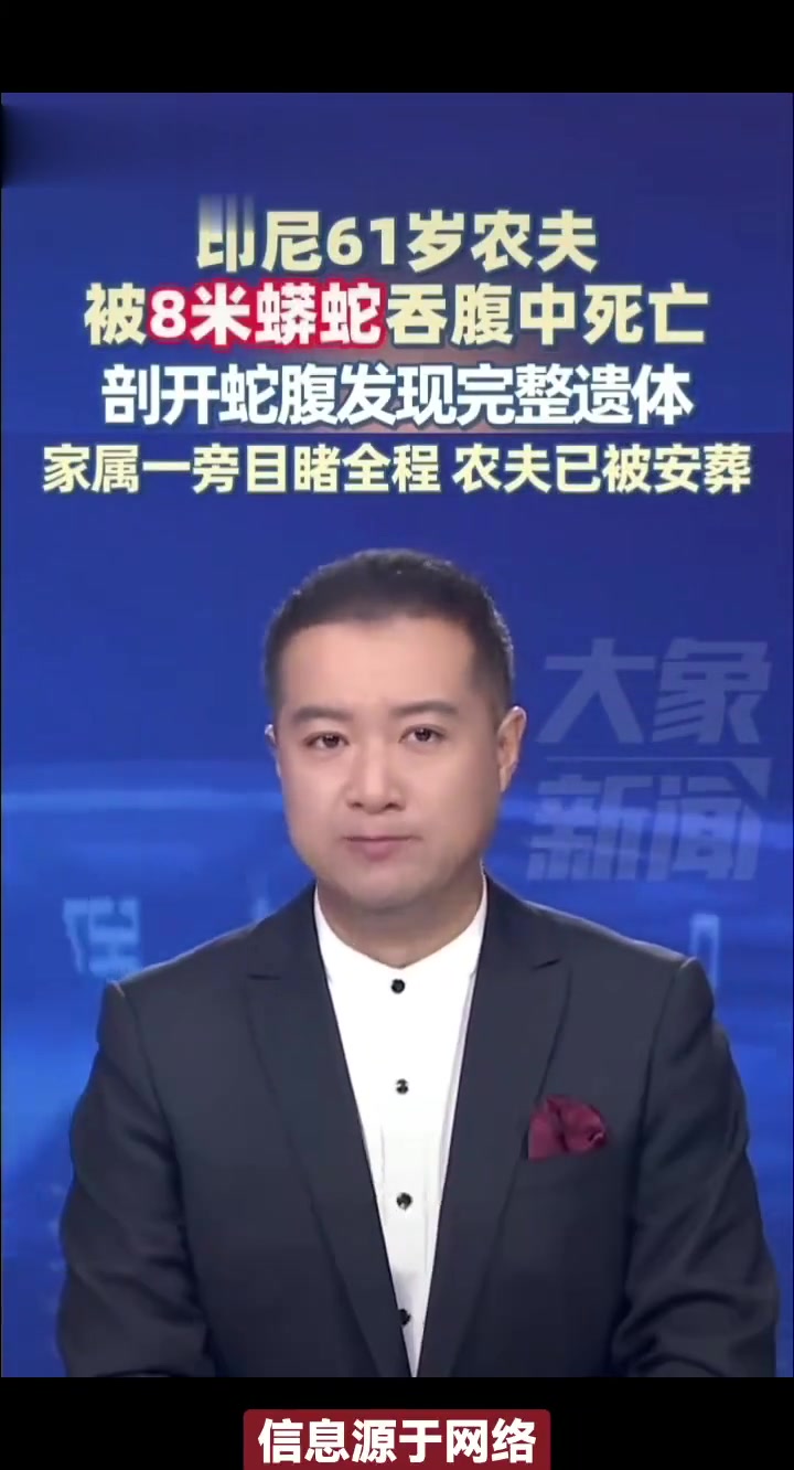 印尼农夫被8米蟒蛇吞腹死亡现场曝光