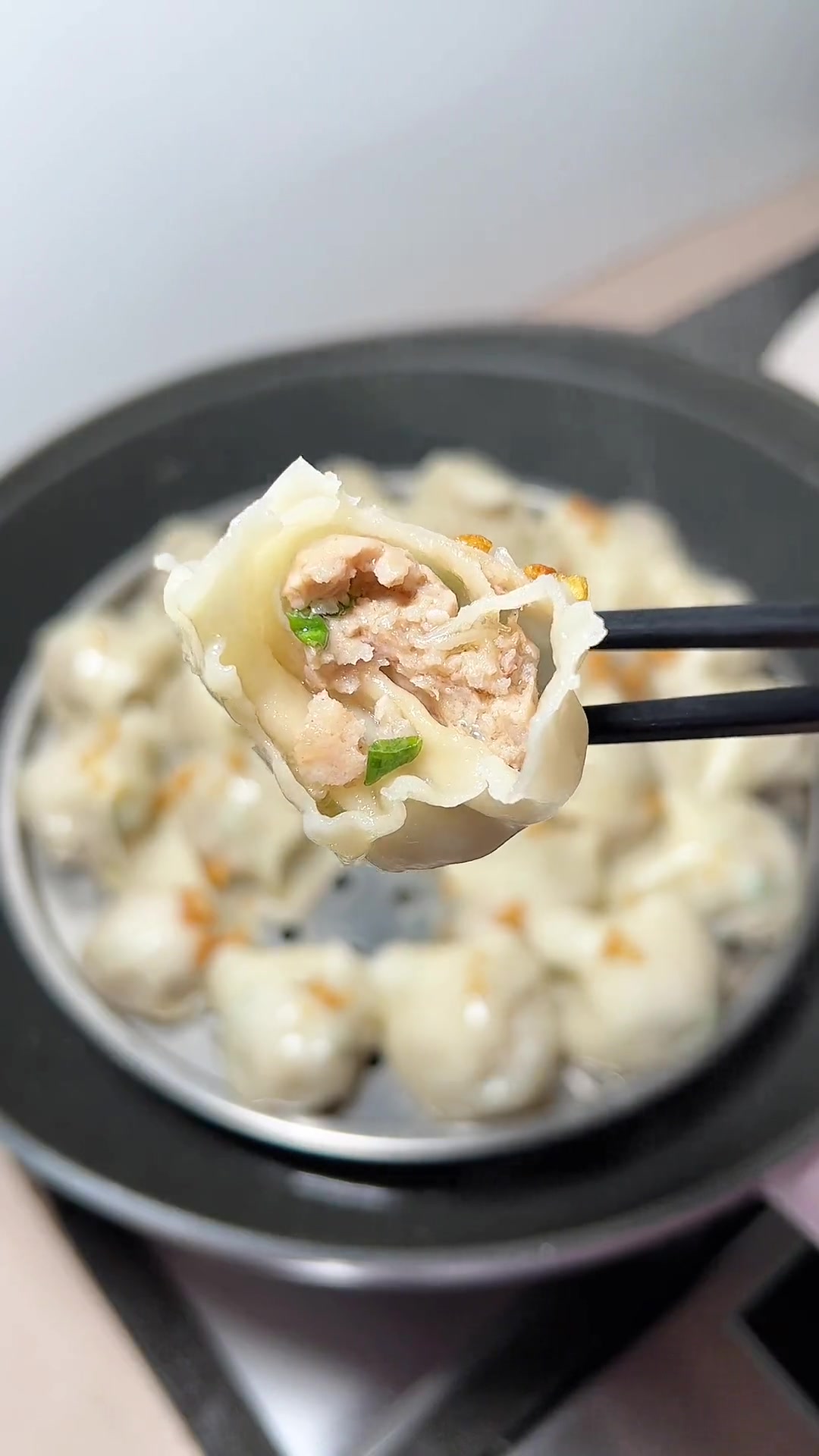 潮汕蒸肉饺,淋上蒜头油超香