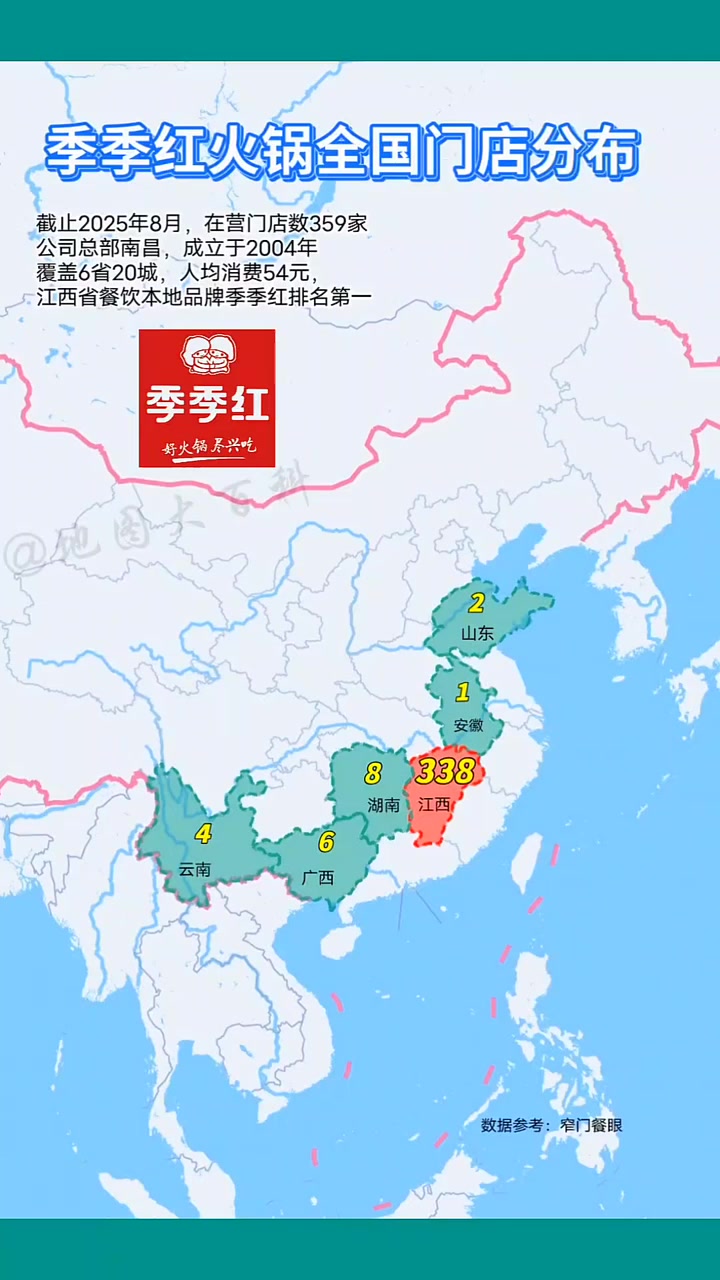季季红全国门店分布,每2个江西人就有1个人吃过季季红,江西最为人熟知的是南昌拌粉,但季季红