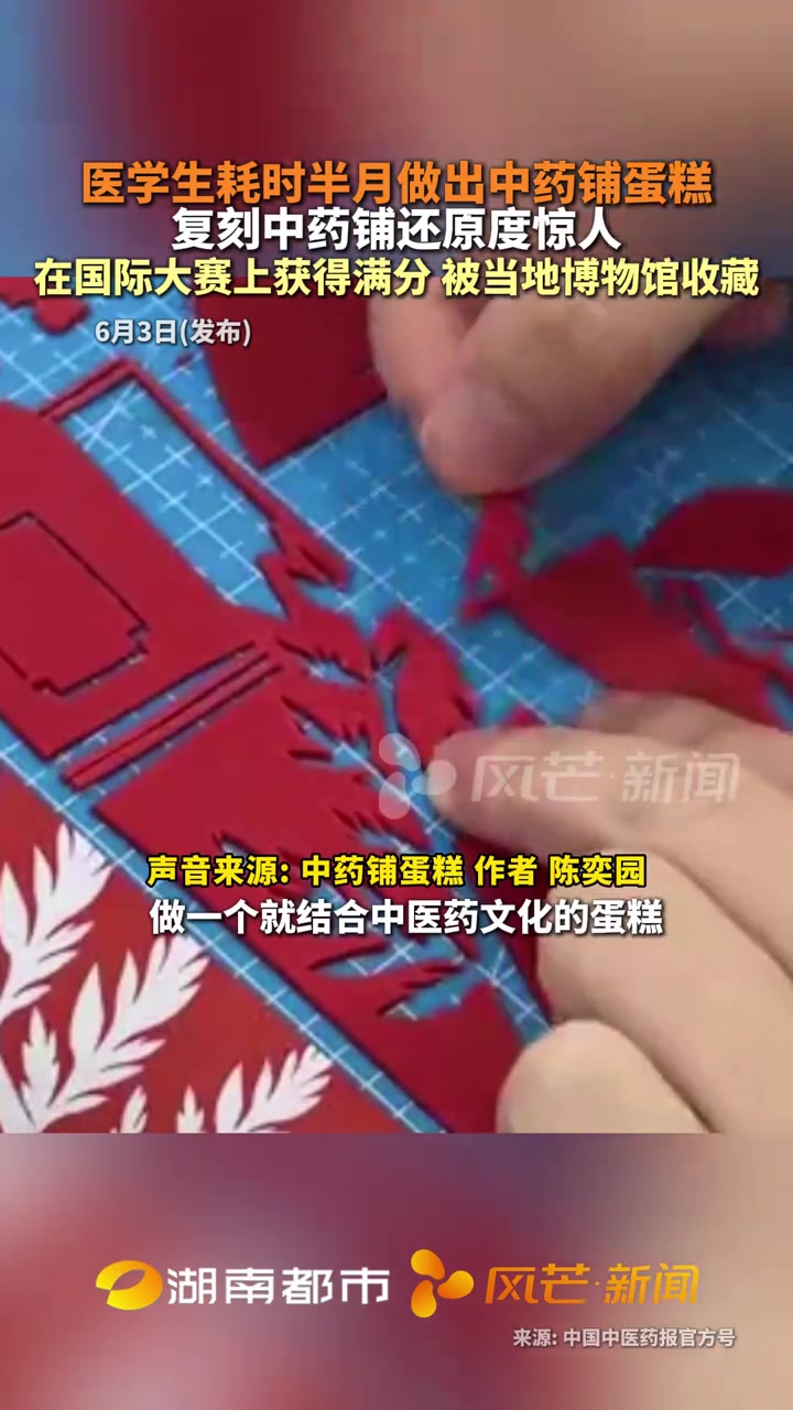 医学生耗时半月做出中药铺蛋糕,复刻中药铺还原度惊人,在国际大赛上获得满分,被当地博物馆收藏