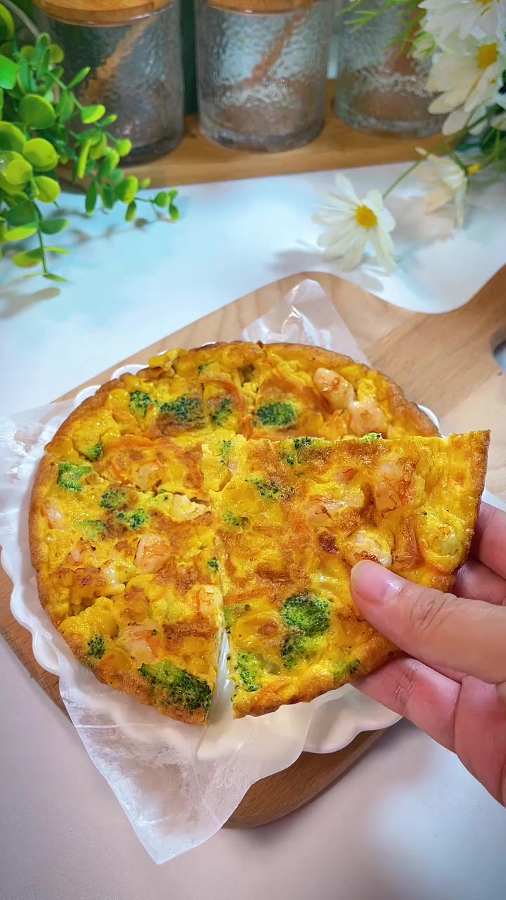 12月+宝宝早餐｜玉米鲜虾蔬菜饼 我家孩子说这披萨真好吃