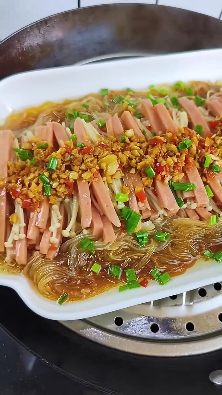 粉丝金针菇小火腿,这样做太好吃啦!