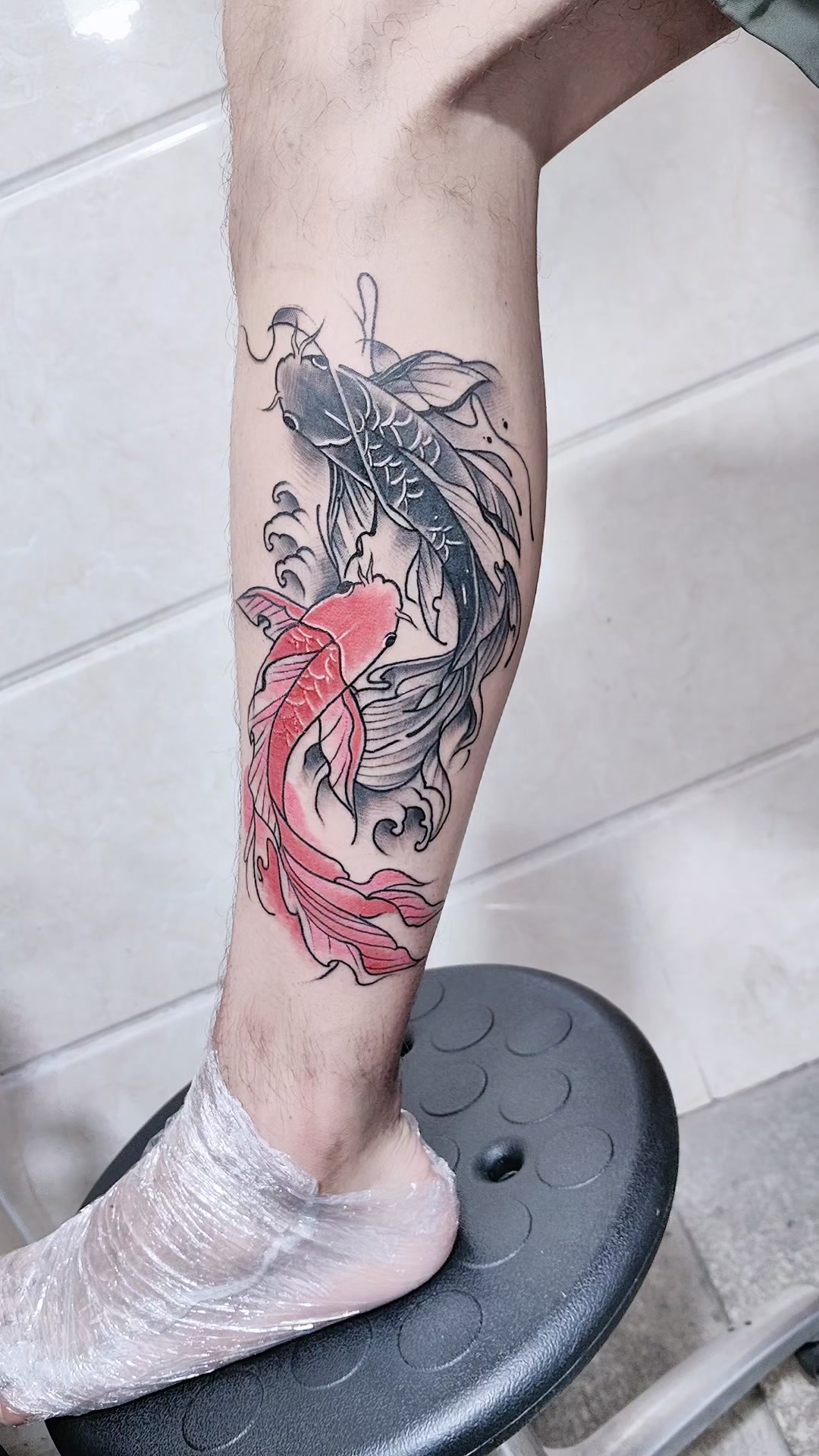 阴阳锦鲤纹身手稿#吴江纹身#吴江酷炫纹身。