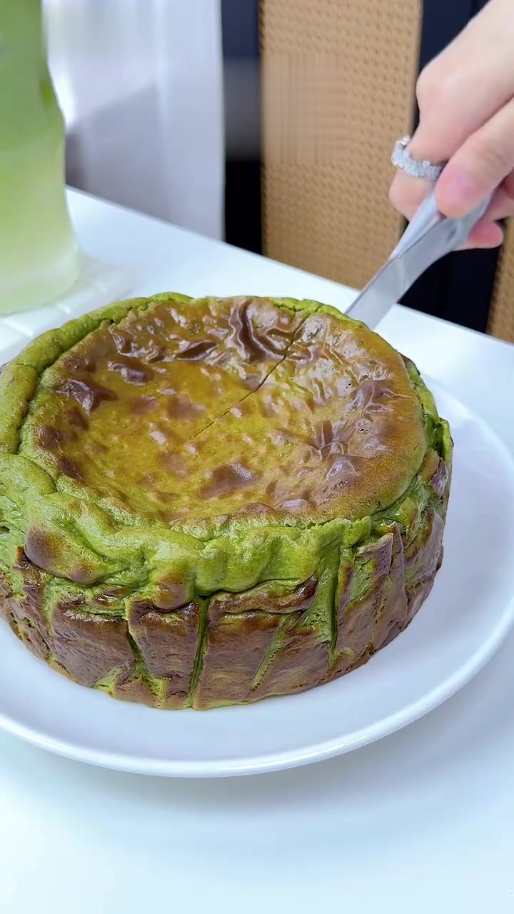 日本爆火名店配方!抹茶软心巴斯克芝士蛋糕～巨浓郁巨好吃!