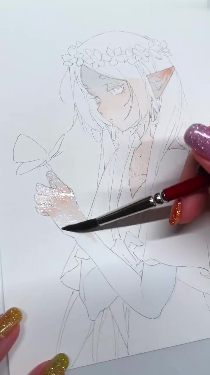 「水彩手绘」画一张美美的披发芙芙