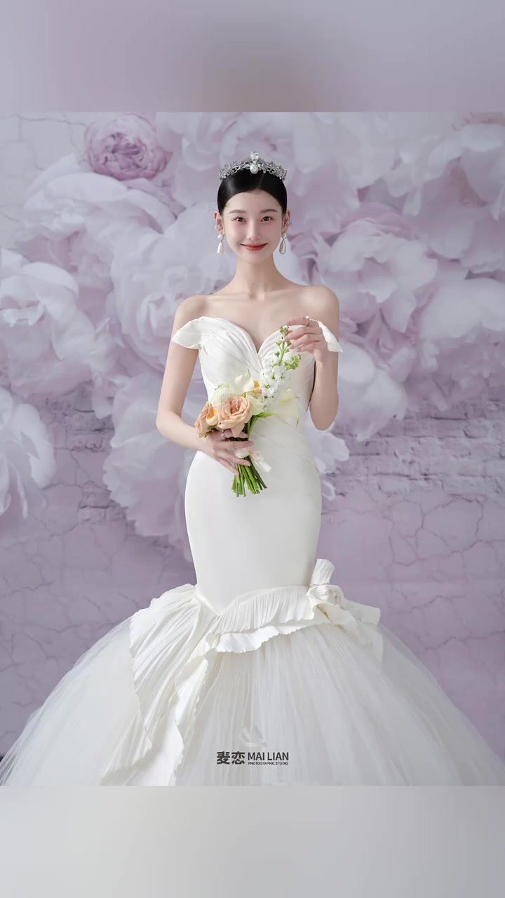 韩式浪漫主纱一眼心动的室内鱼尾婚纱照 婚纱照 兰州麦恋婚纱摄影