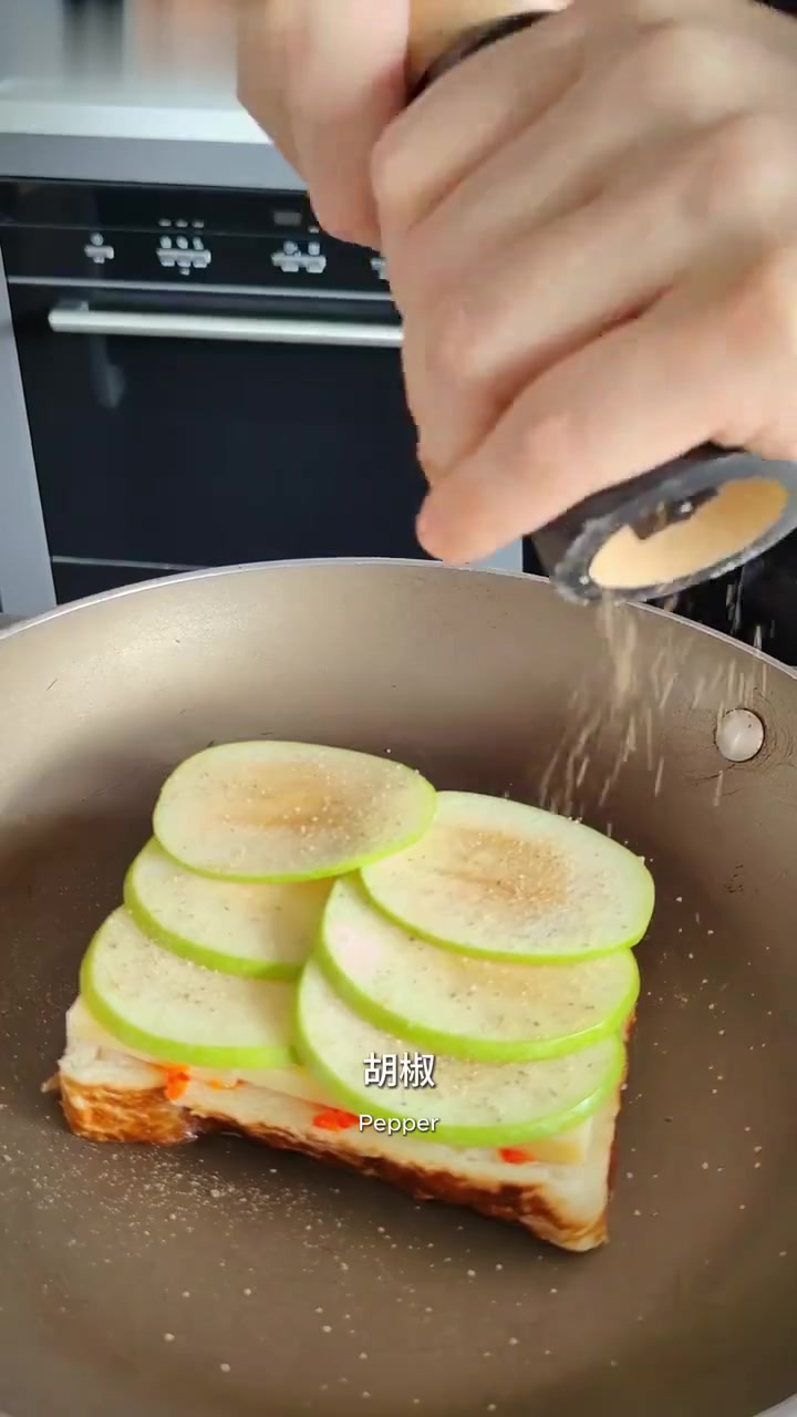 北美苹果烤奶酪三明治,拉丝奶酪超诱人