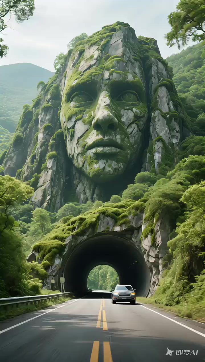 自然景观 山石雕刻 隧道风景