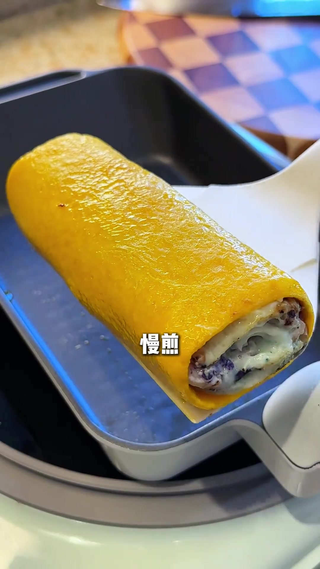 小学生开学早餐,紫花菜厚蛋烧,花青素拉满,南瓜小糊糊方便,健康