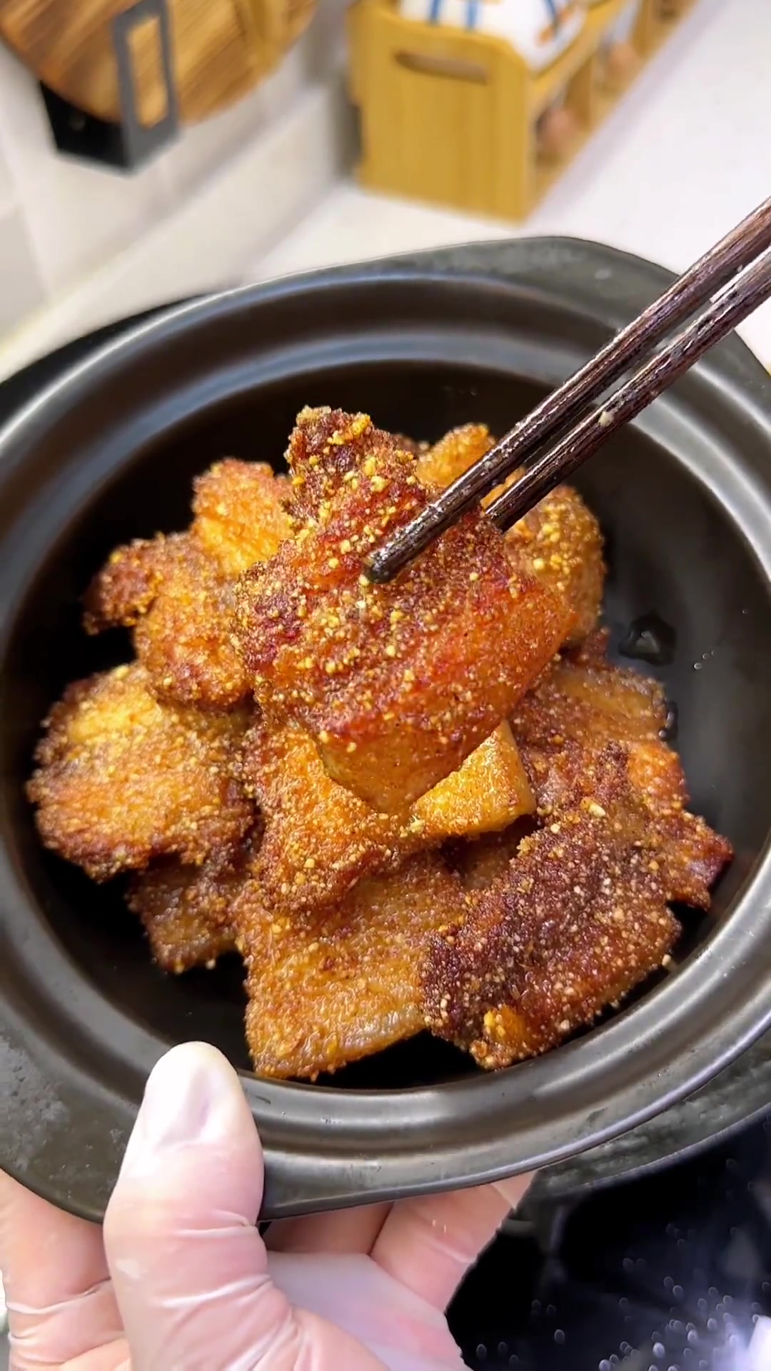 从小爱吃妈妈做的香煎米粉肉,米香超浓