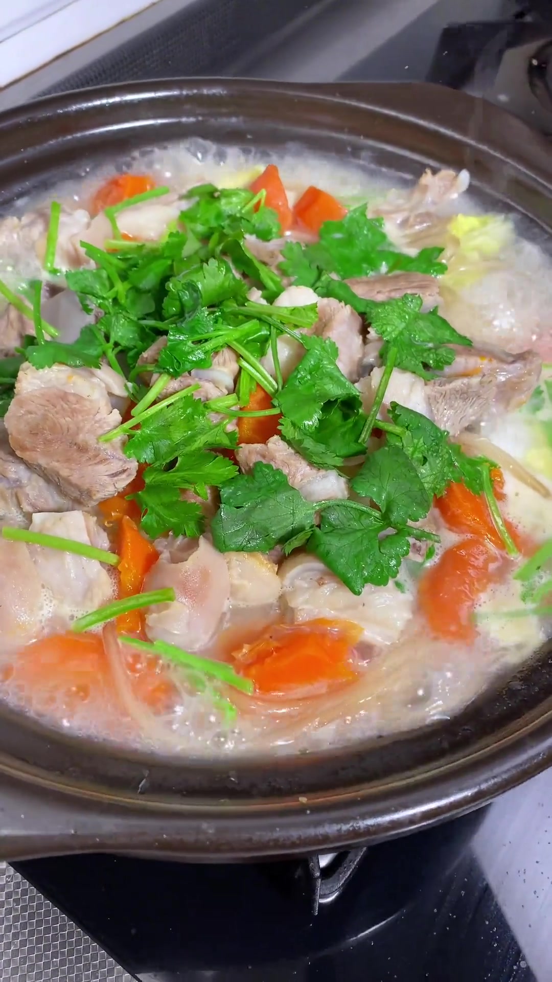 炖了一锅热腾腾的羊肉粉丝汤,好喝营养又暖和