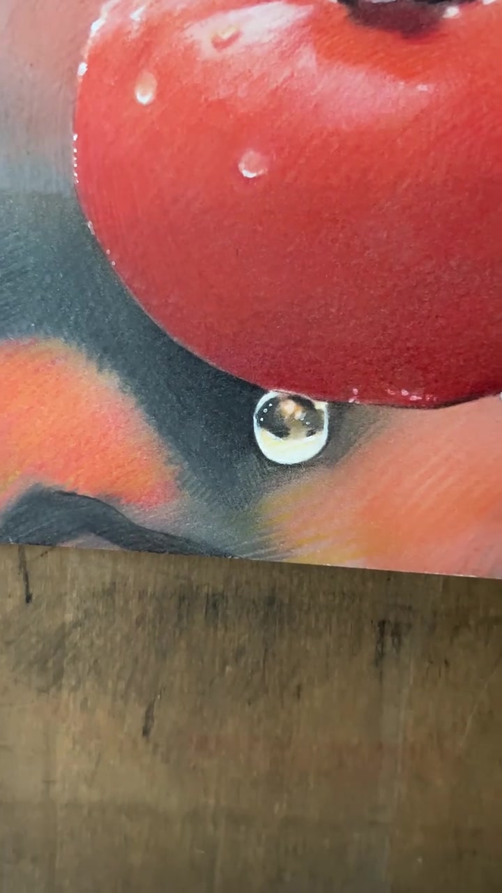 伸手不打笑脸人,小丫头刚画好的柿子画,拍给大家欣赏一下