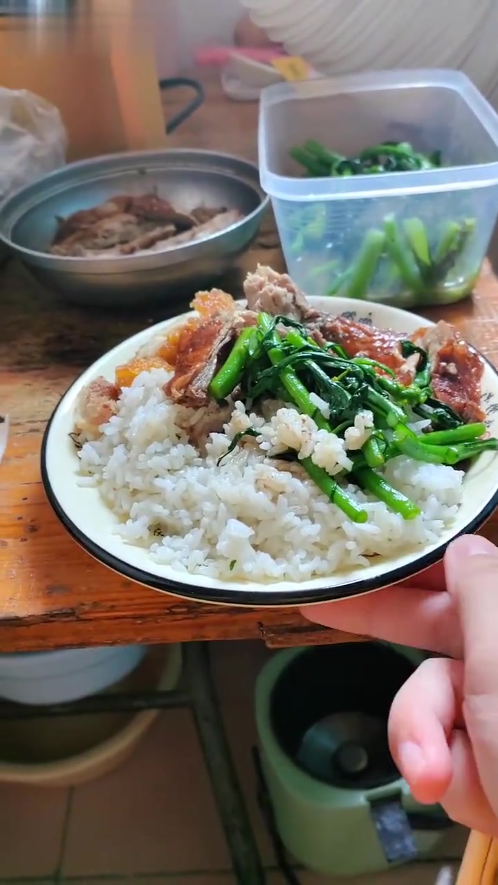 自己做烧鸭饭吃，美滋滋呀！