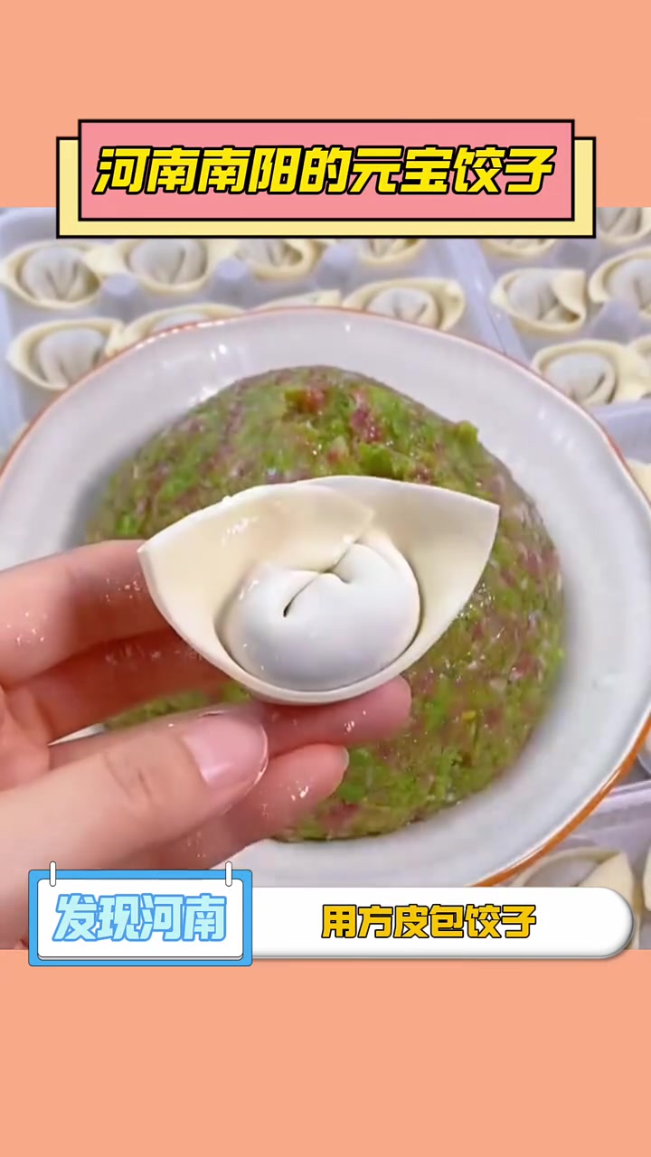 河南南阳不一样的方皮元宝饺子 你吃过这种形状的饺子吗