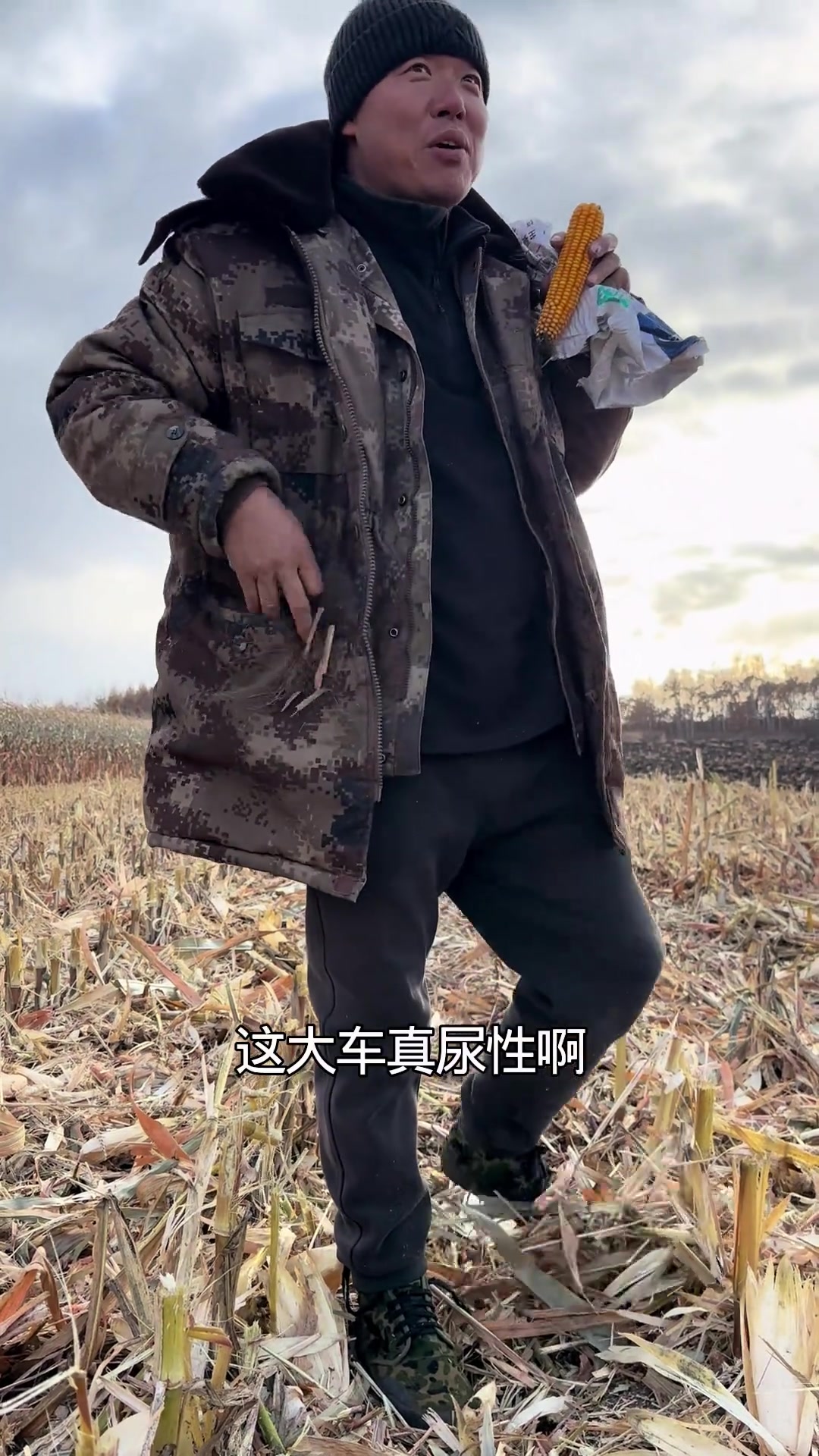 捡苞米老爸上瘾了，晚饭木耳黄花菜鸡蛋打卤面真好吃