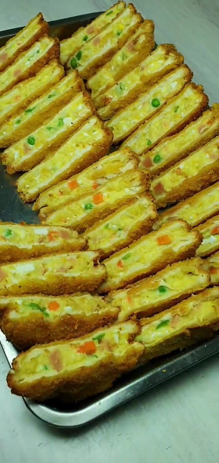 超简单！教你做小孩超爱的早茶油炸三明治