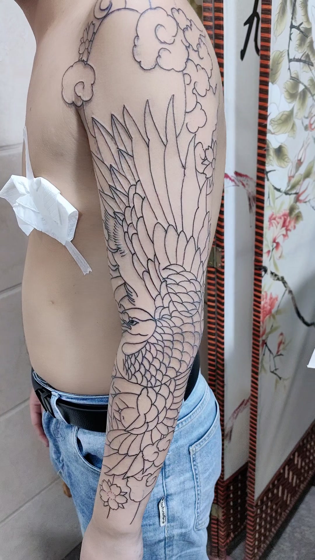 仙鹤花臂纹身#吴江纹身#吴江酷炫纹身。