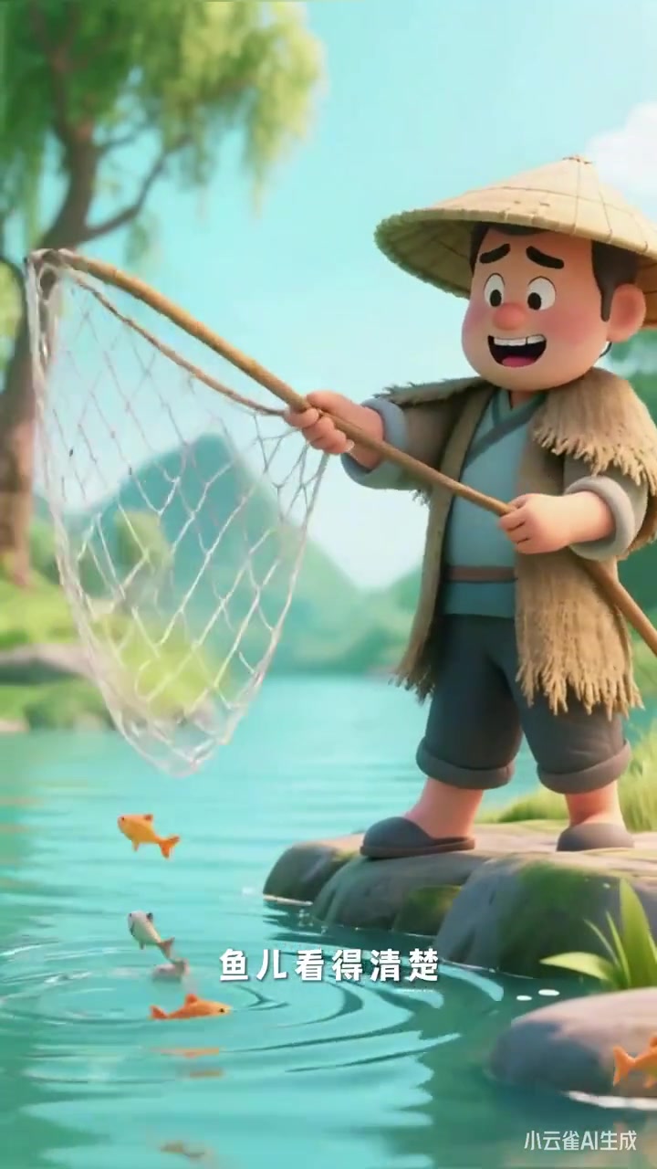 小池塘边，渔夫巧手捞起水中宝藏，笑看“浑水摸鱼”的智慧 上热搜 幼儿启蒙教育