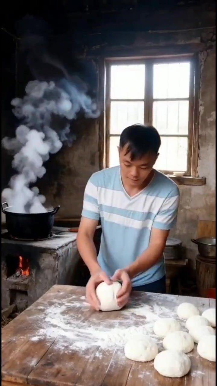 一骑三轮车的‘包子大户’!手工现做的大白包,隔着屏幕都闻到麦香了 上热门话题 包子