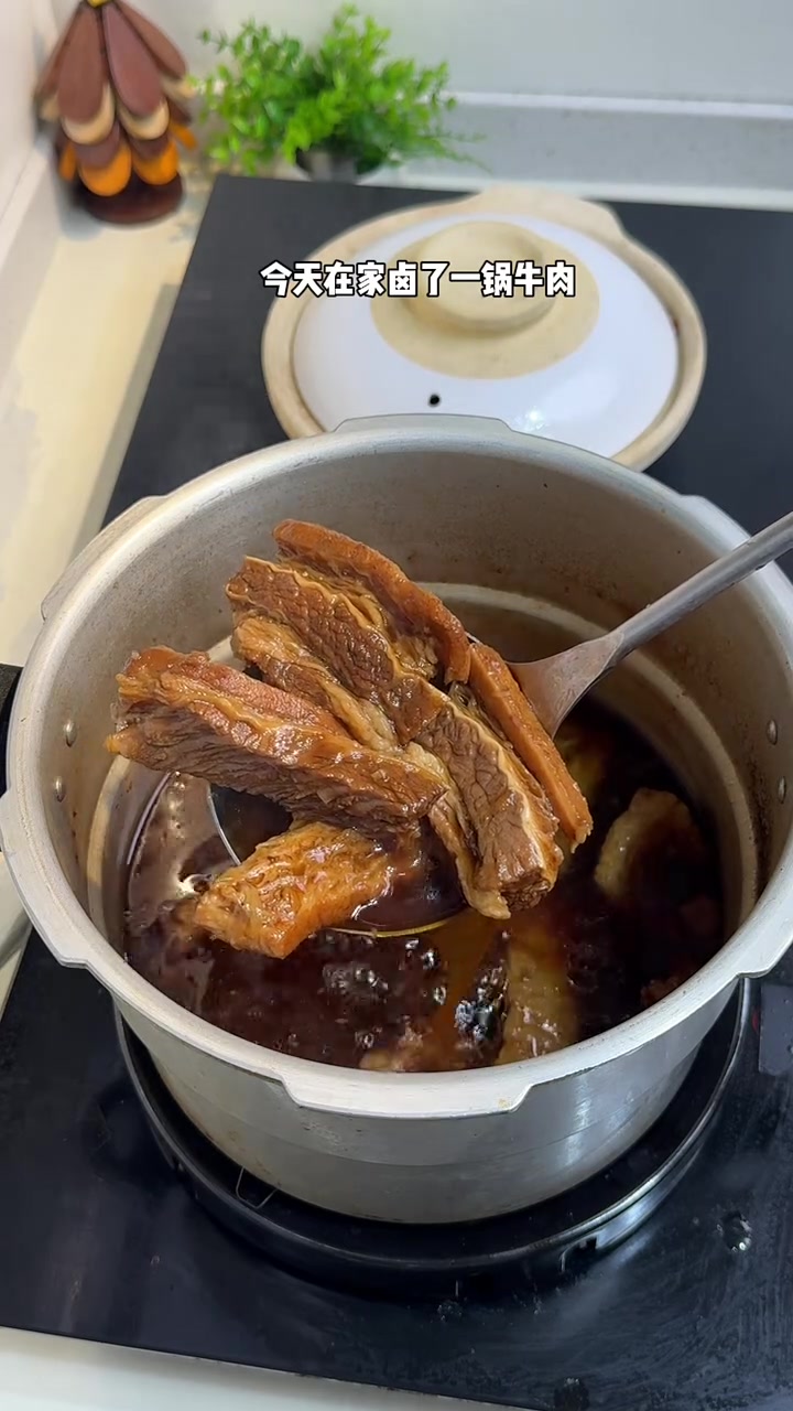 卤了一锅很香的牛肉，做了一碗牛肉面，大口吃肉大口吃面太满足了